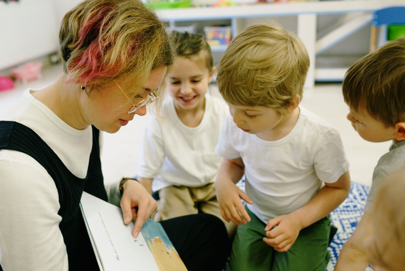 Young child engaged in a calm, focused activity