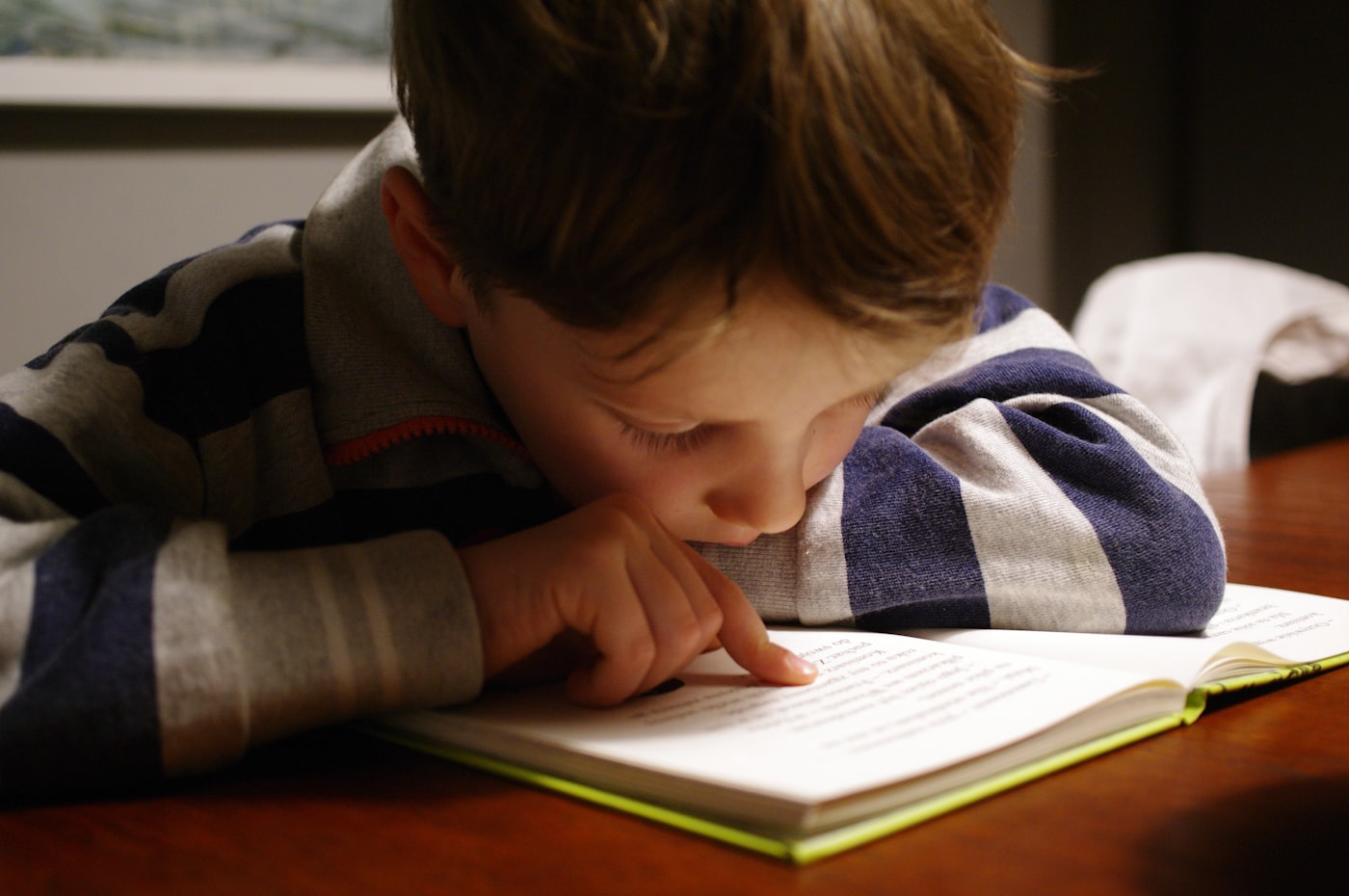 Young child in a calm, focused learning environment